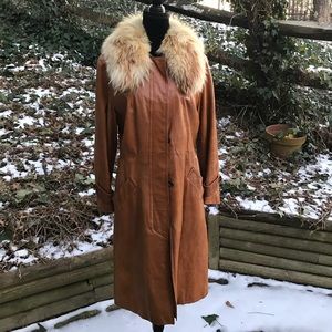 • SOLD •.  Vintage Leather Fox Fur Coat